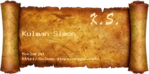 Kulman Simon névjegykártya